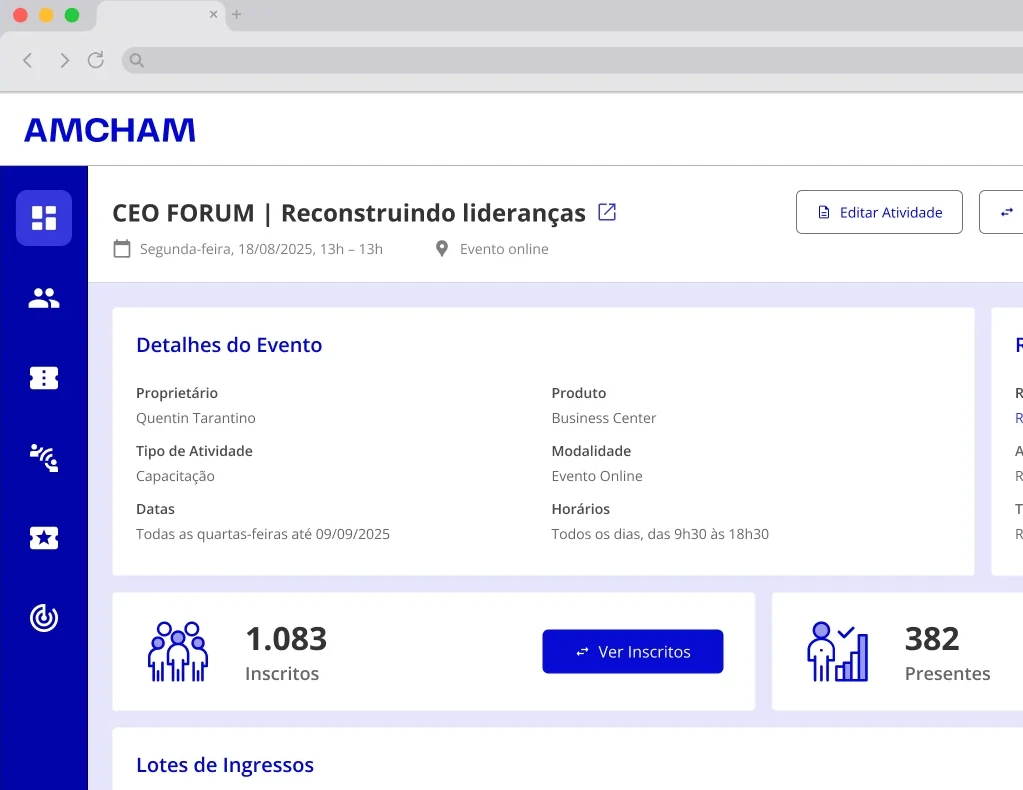 Tela do projeto Plataforma
Amcham
