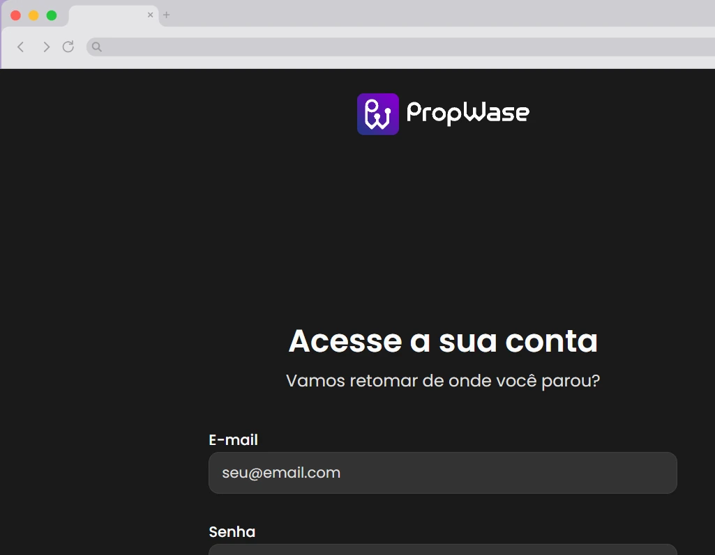 Tela do projeto Sistema
PropWase