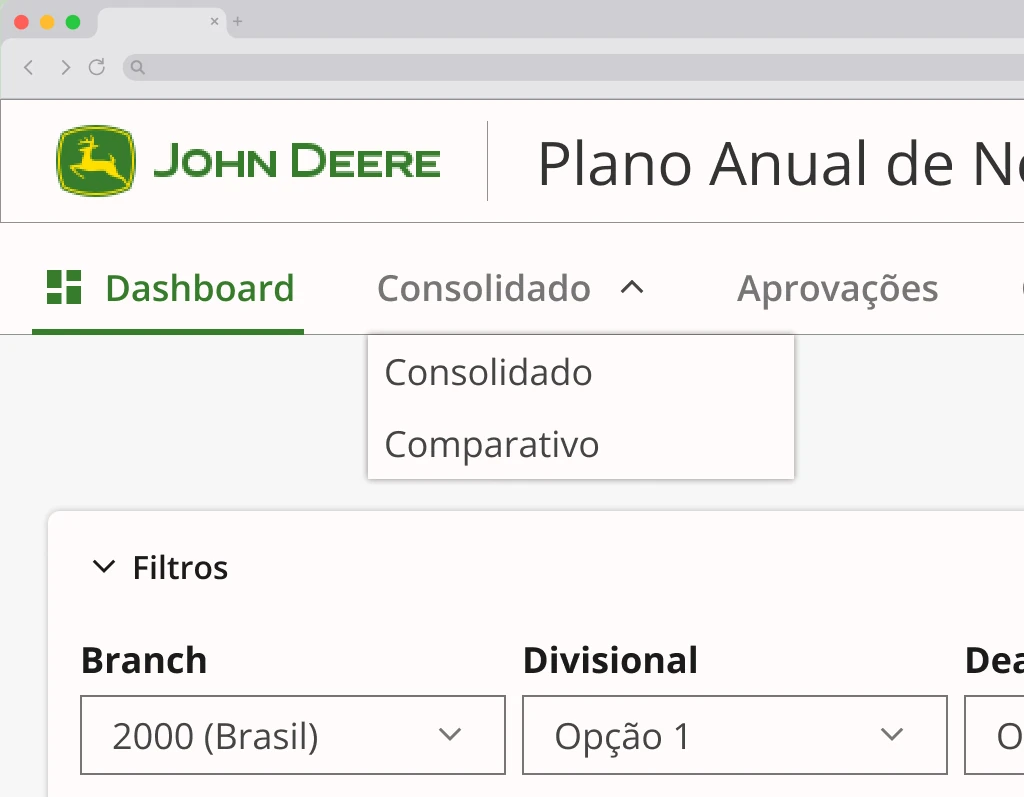 Tela do projeto Sistema
John Deere